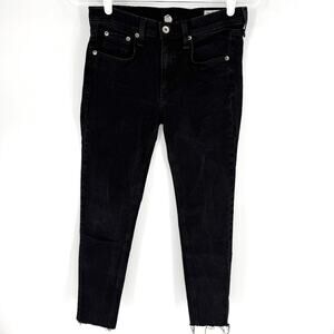 Rag and Bone Ankle Skinny Raw Hem Black Size 28